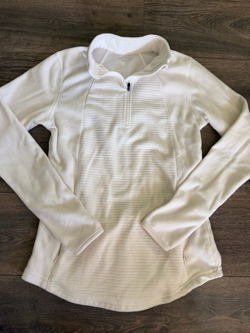 Sz S Ivory Quarter-Zip Fleece Pullover